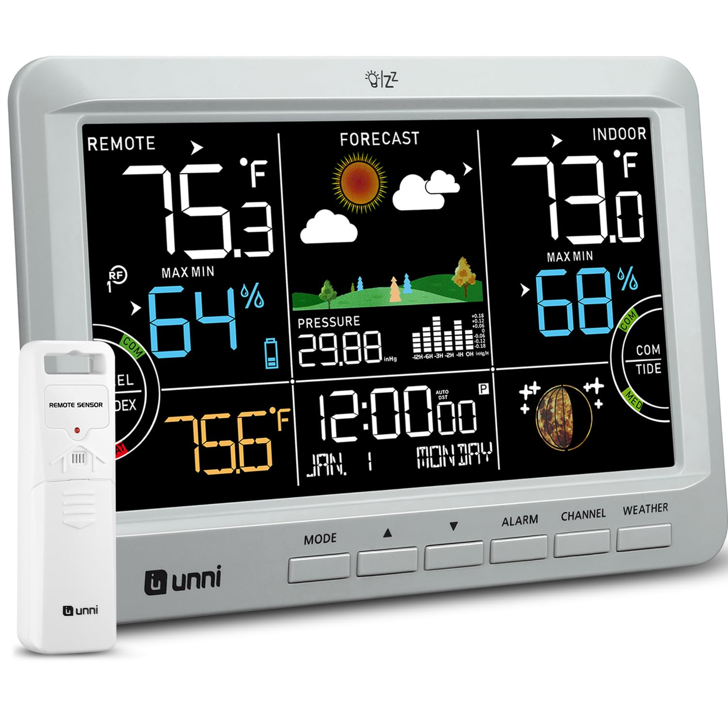 U UNNI front display showing temperature and humidity for fast reading