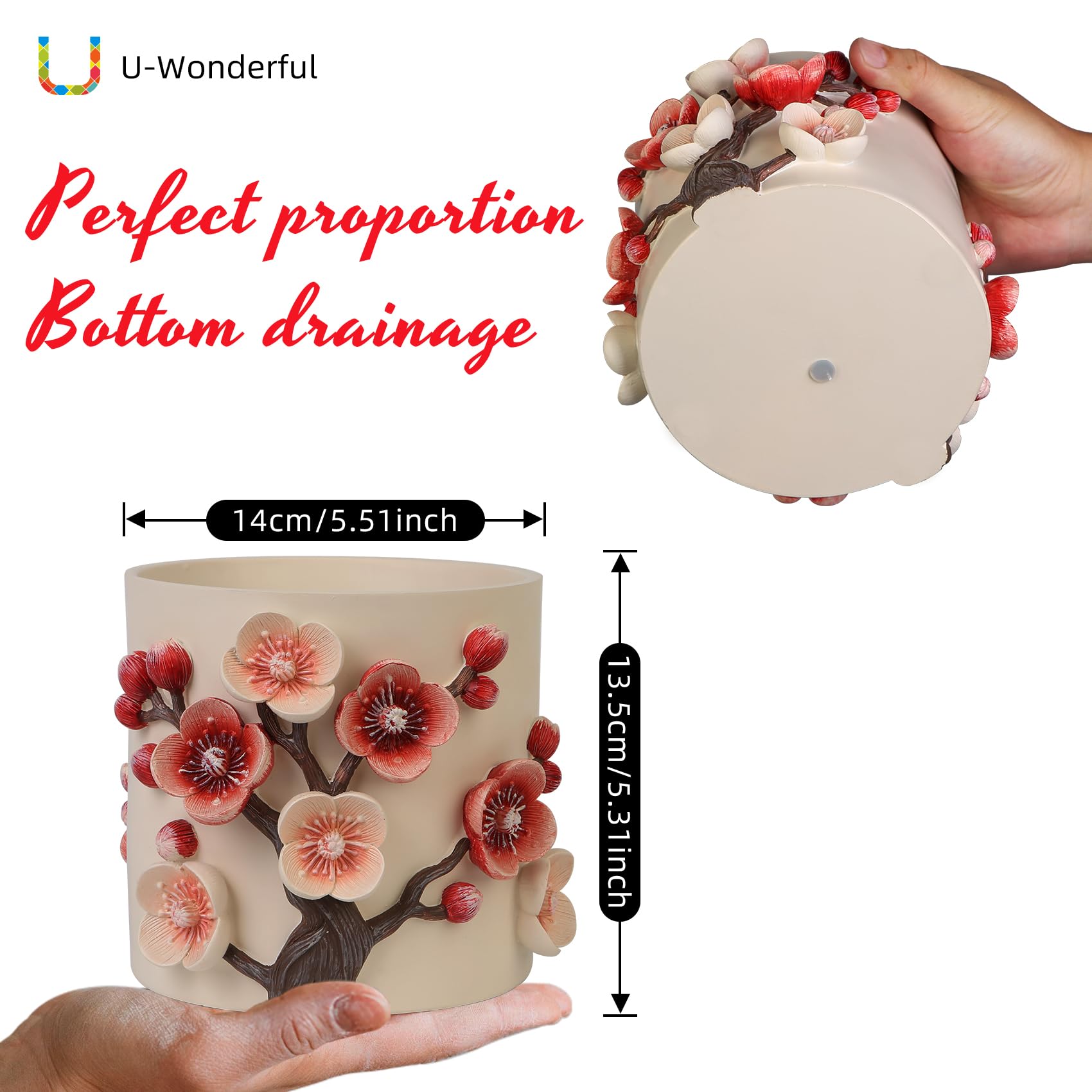U WONDERFUL side profile showing drainage plug for flexible watering options