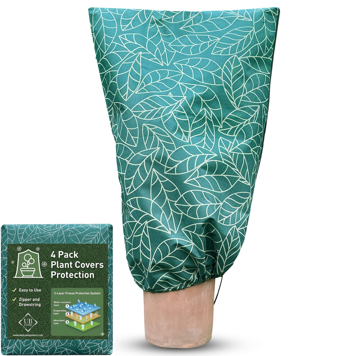 UB-STORE front view of 4-pack frost blankets showing packaging and size