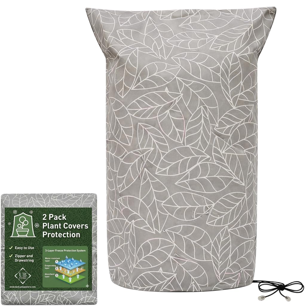 UB-STORE front view of plant covers packaging showing included two-pack and size