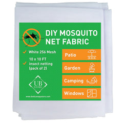 UB-STORE front packaging showing two 10x10 ft white insect nets and benefit of complete coverage