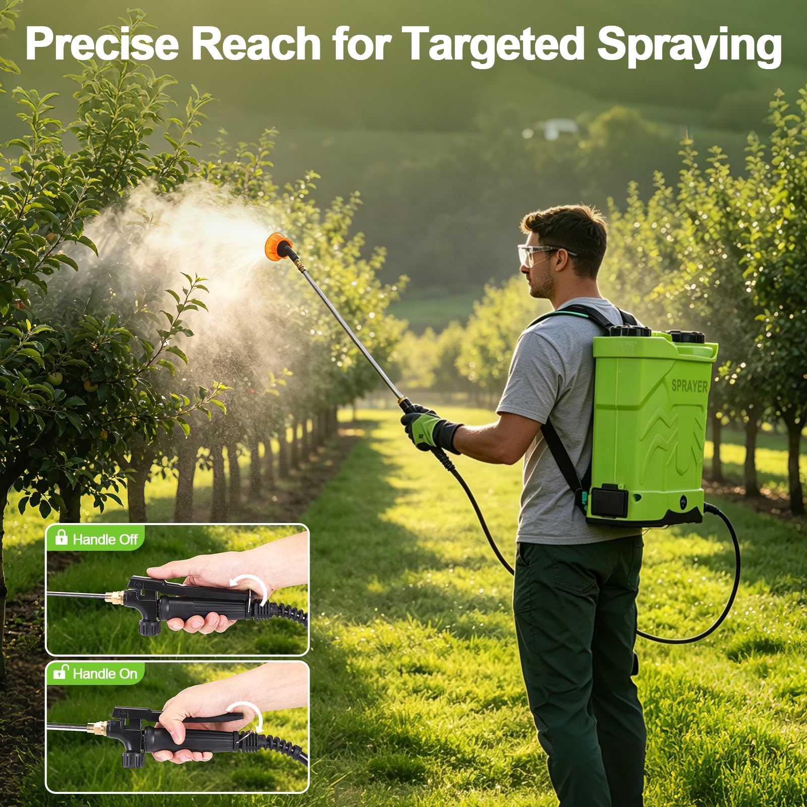 Ublue sprayer in use on lawn delivering even coverage and efficiency