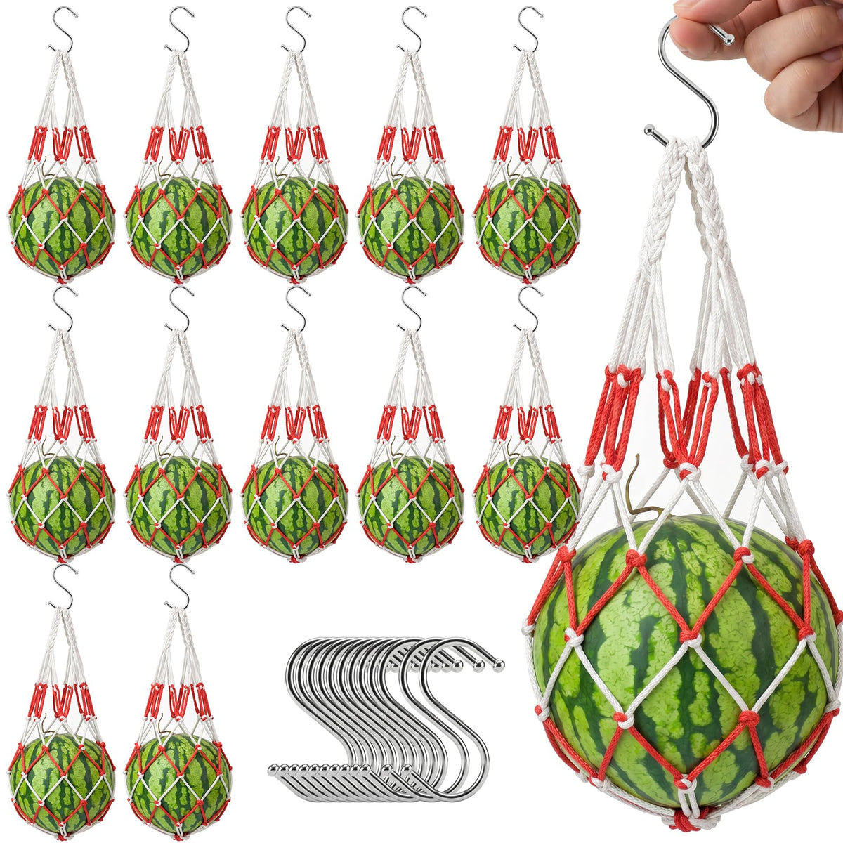 UCandy front packaging showing 12-pack melon cradles and S-hooks for durable fruit support