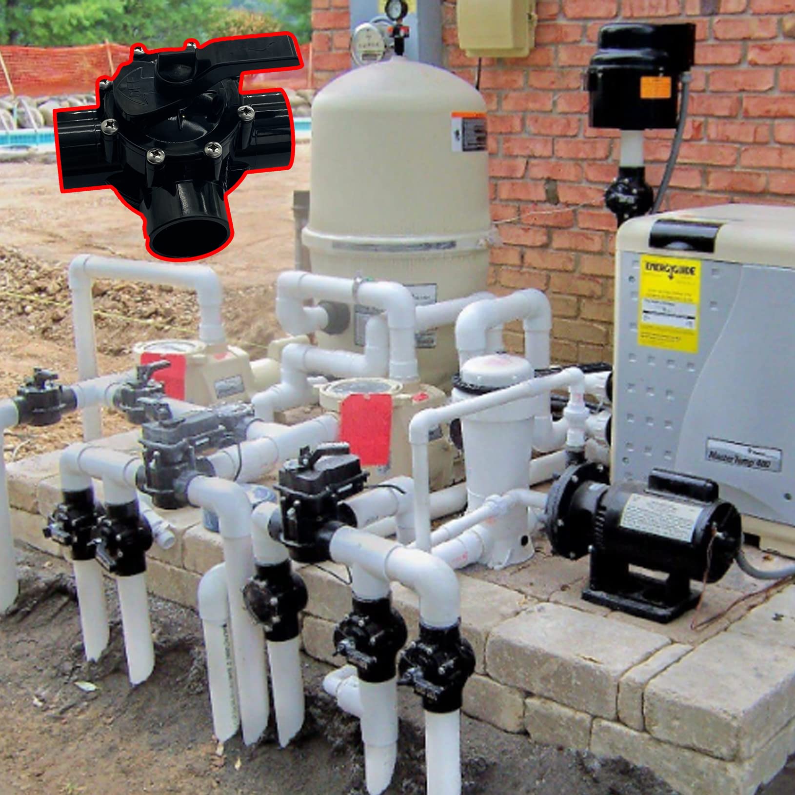 UcarSoon diverter valve installed in spa plumbing showing quick swap-out benefit