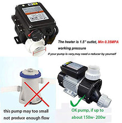 UCEDER inline heater installed on spa plumbing demonstrating secure connection