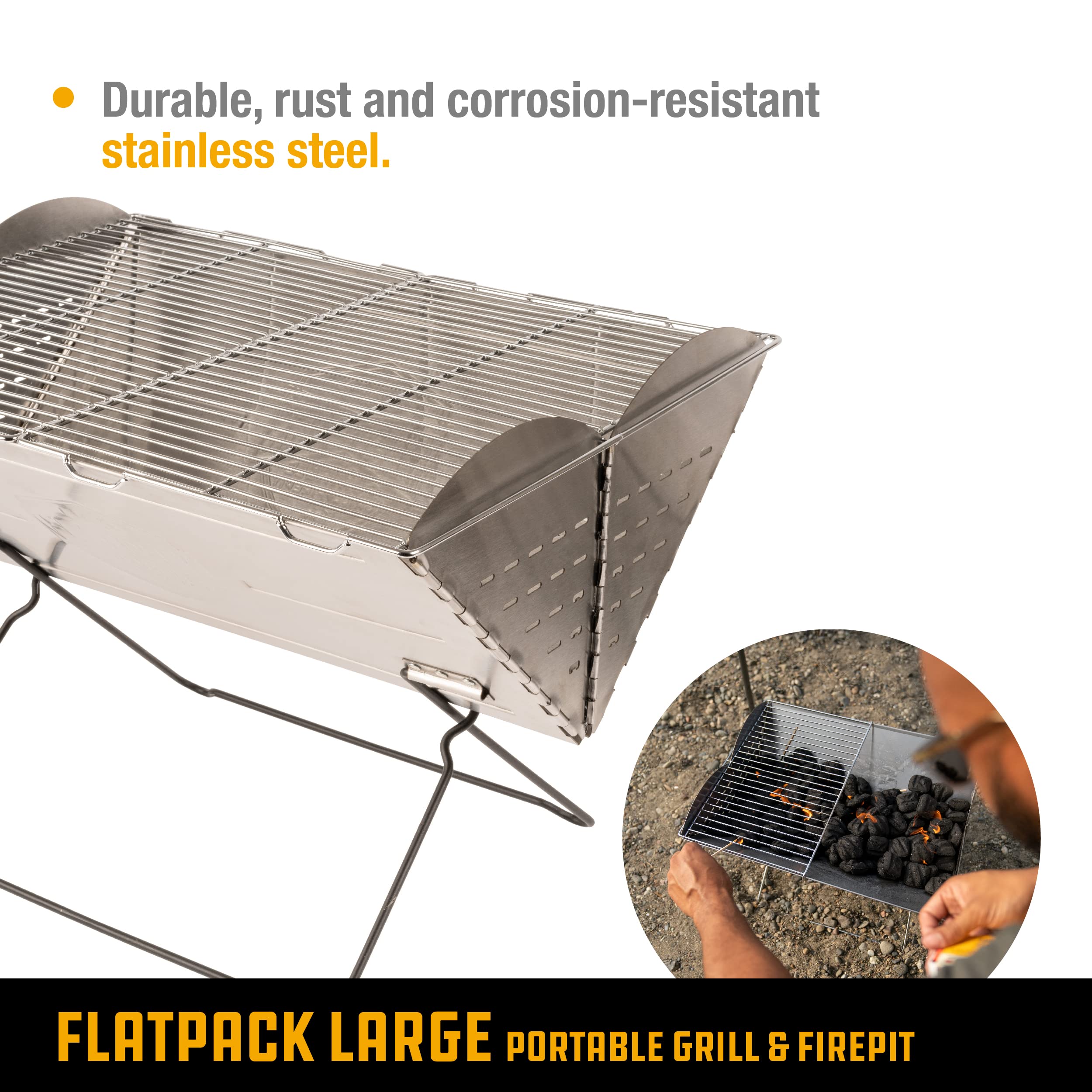 UCO flatpack elevated base detail protecting ground and preventing scorch