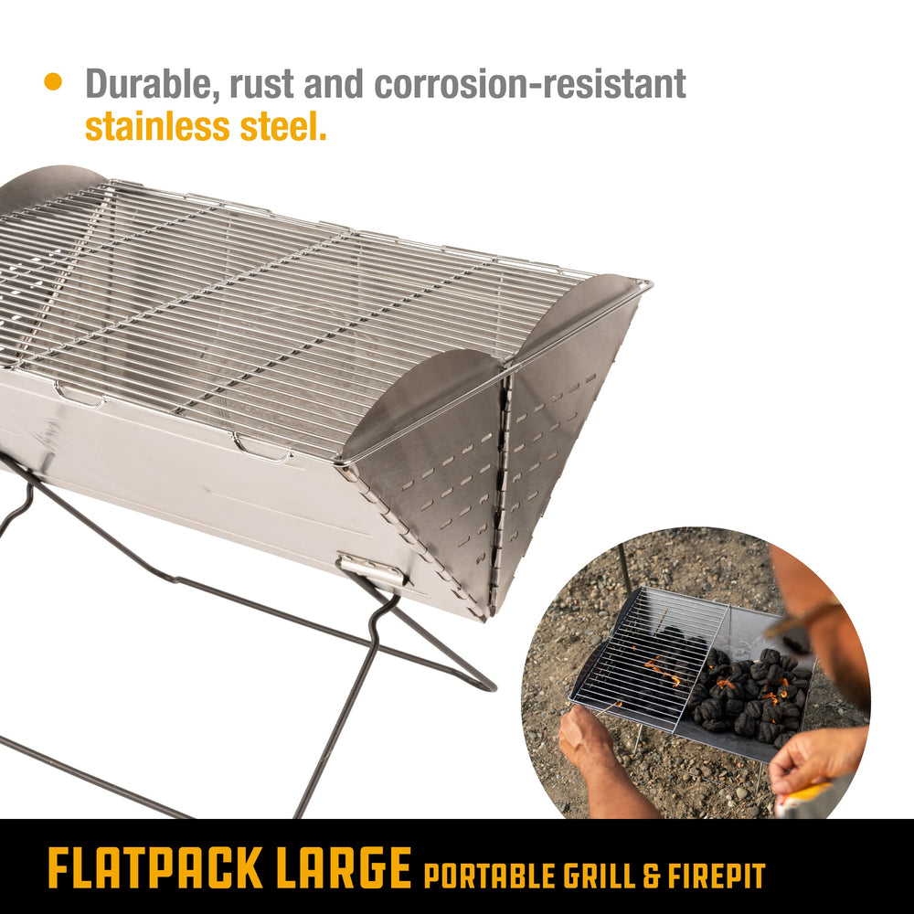 UCO flatpack elevated base detail protecting ground and preventing scorch