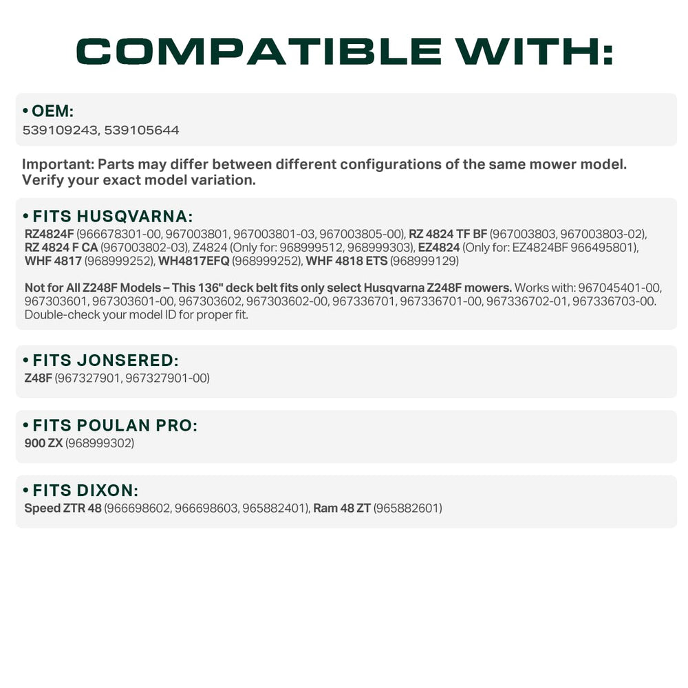 UDC Mower Belts profile showing belt cross-section and durable cover