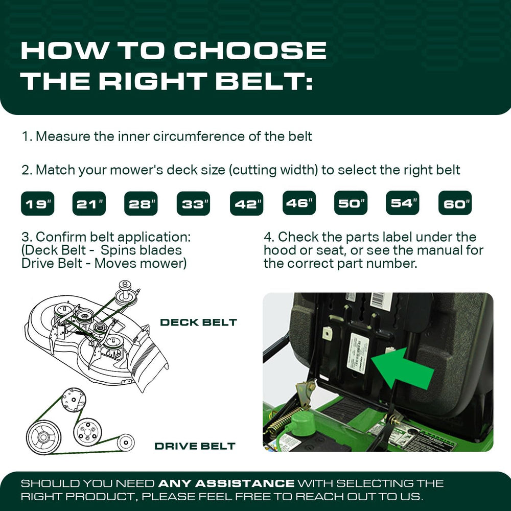 UDC Mower Belts full 219-inch length laid out to confirm fit