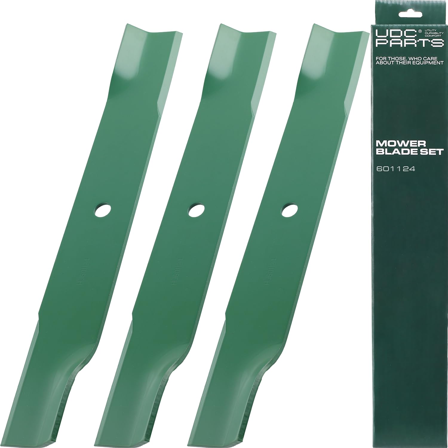 UDC Parts blade pack front view showing three replacement blades, durable fit