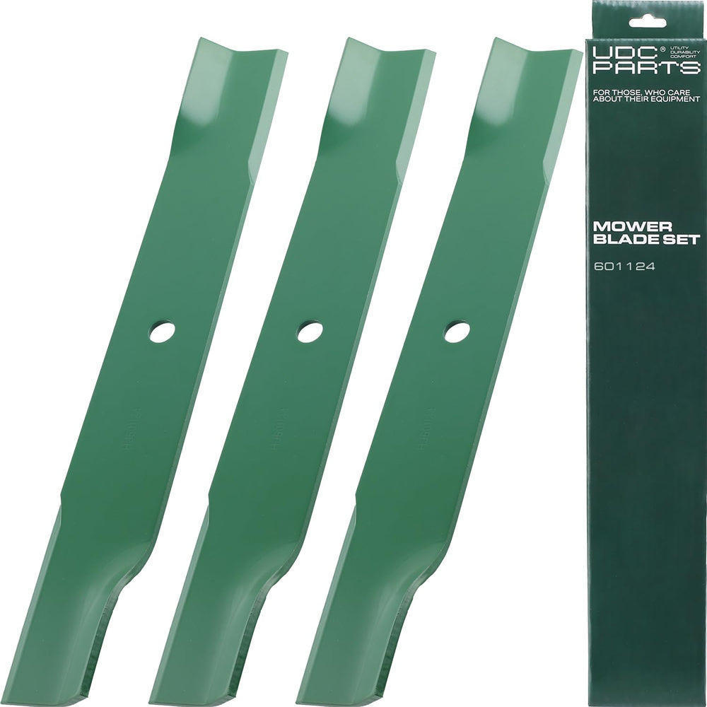 UDC Parts blade pack front view showing three replacement blades, durable fit