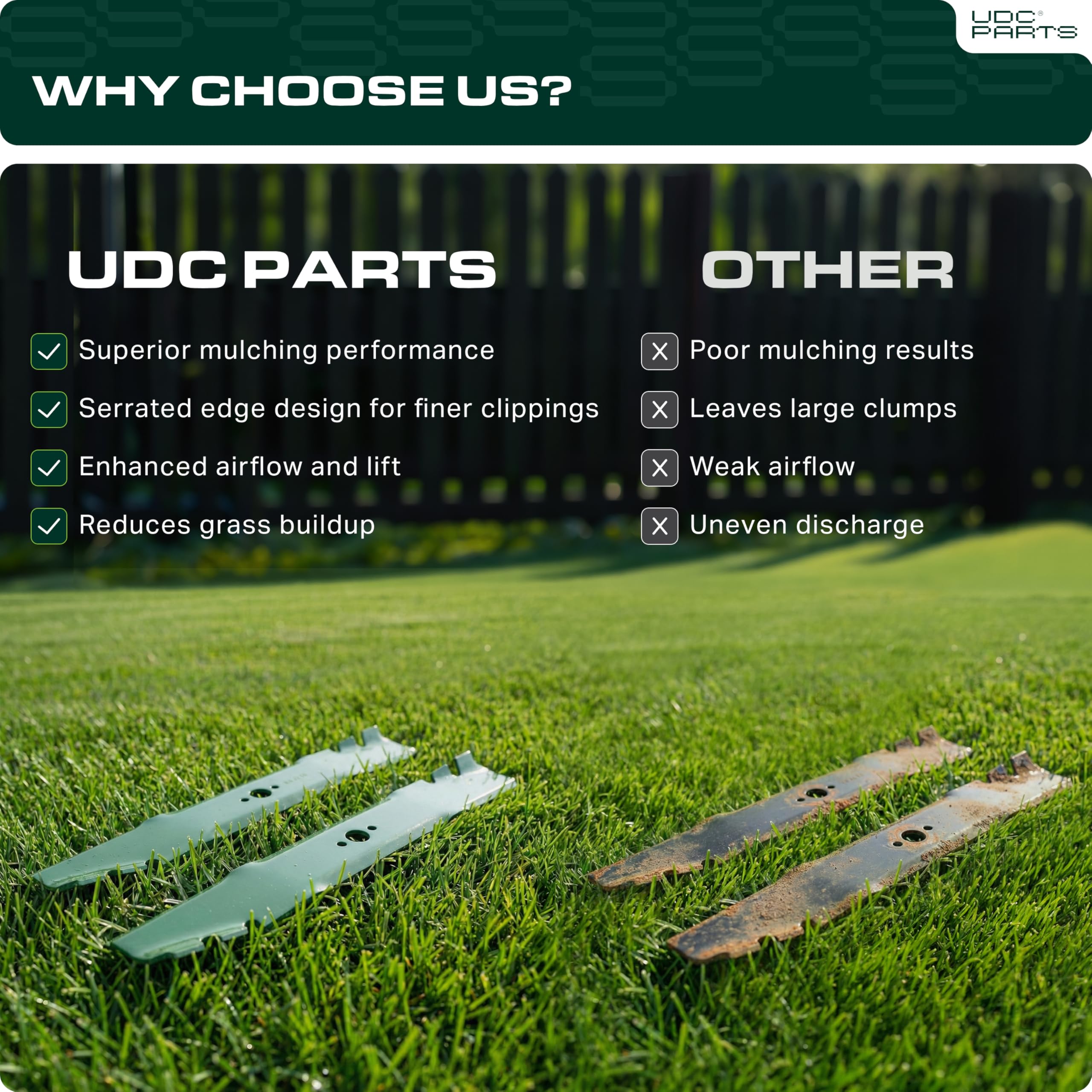 UDC Parts blade packaging and label showing included part references