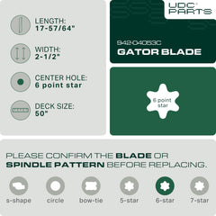 UDC Parts close-up of 6-point star center hole for secure spindle fit