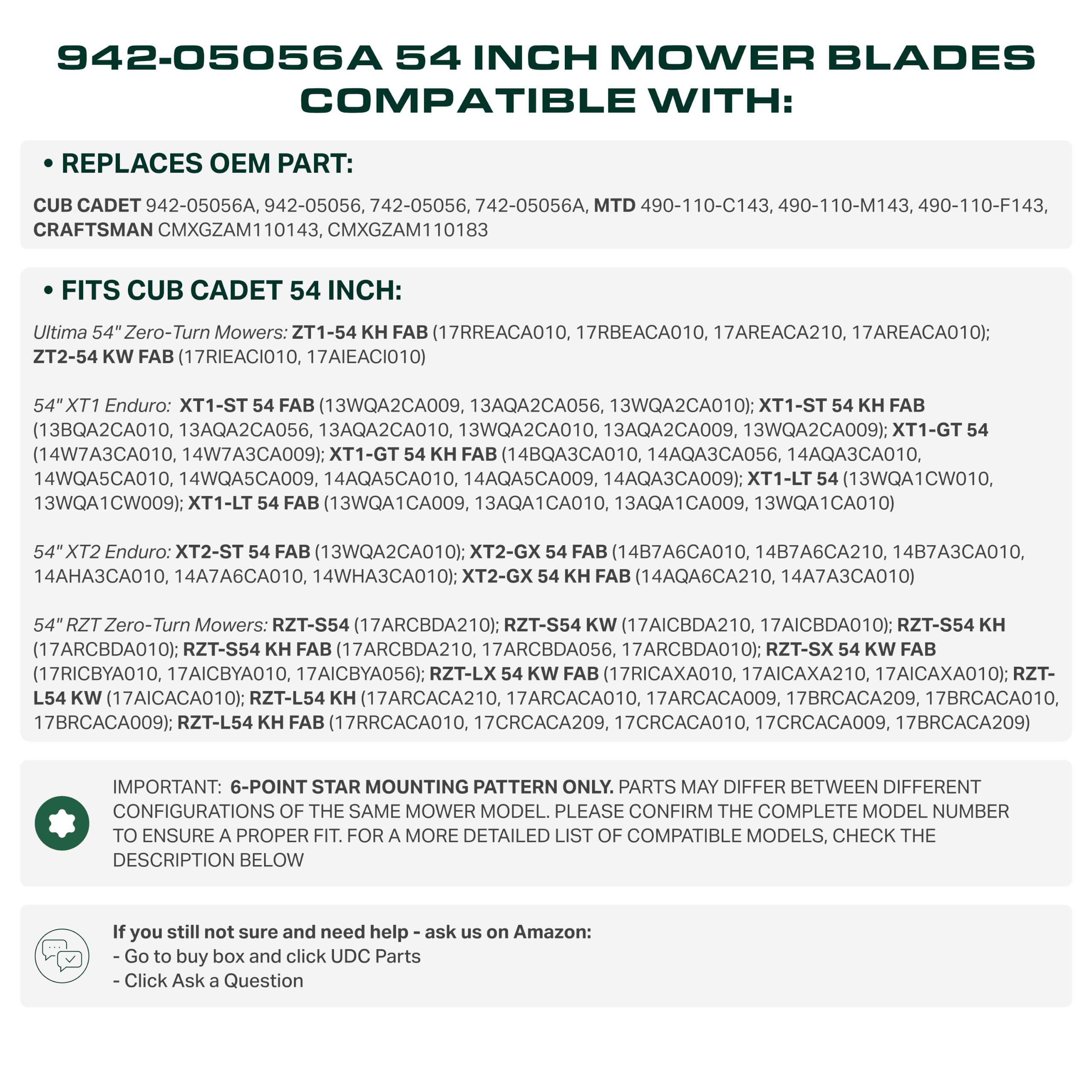UDC Parts full blade profile flat lay showing length and air-lift shape for circulation