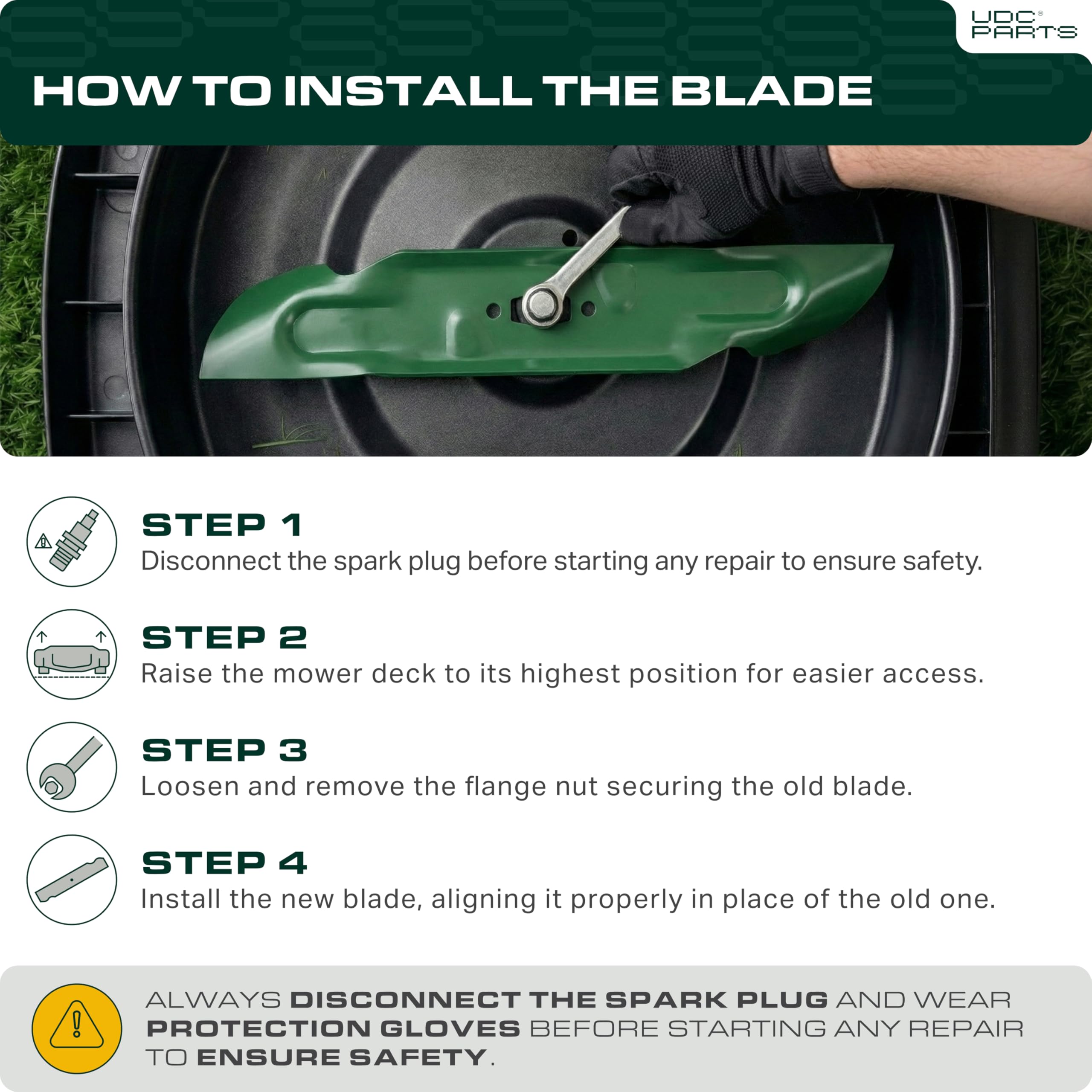 UDC Parts stamped part number on blade for easy identification and correct fit.