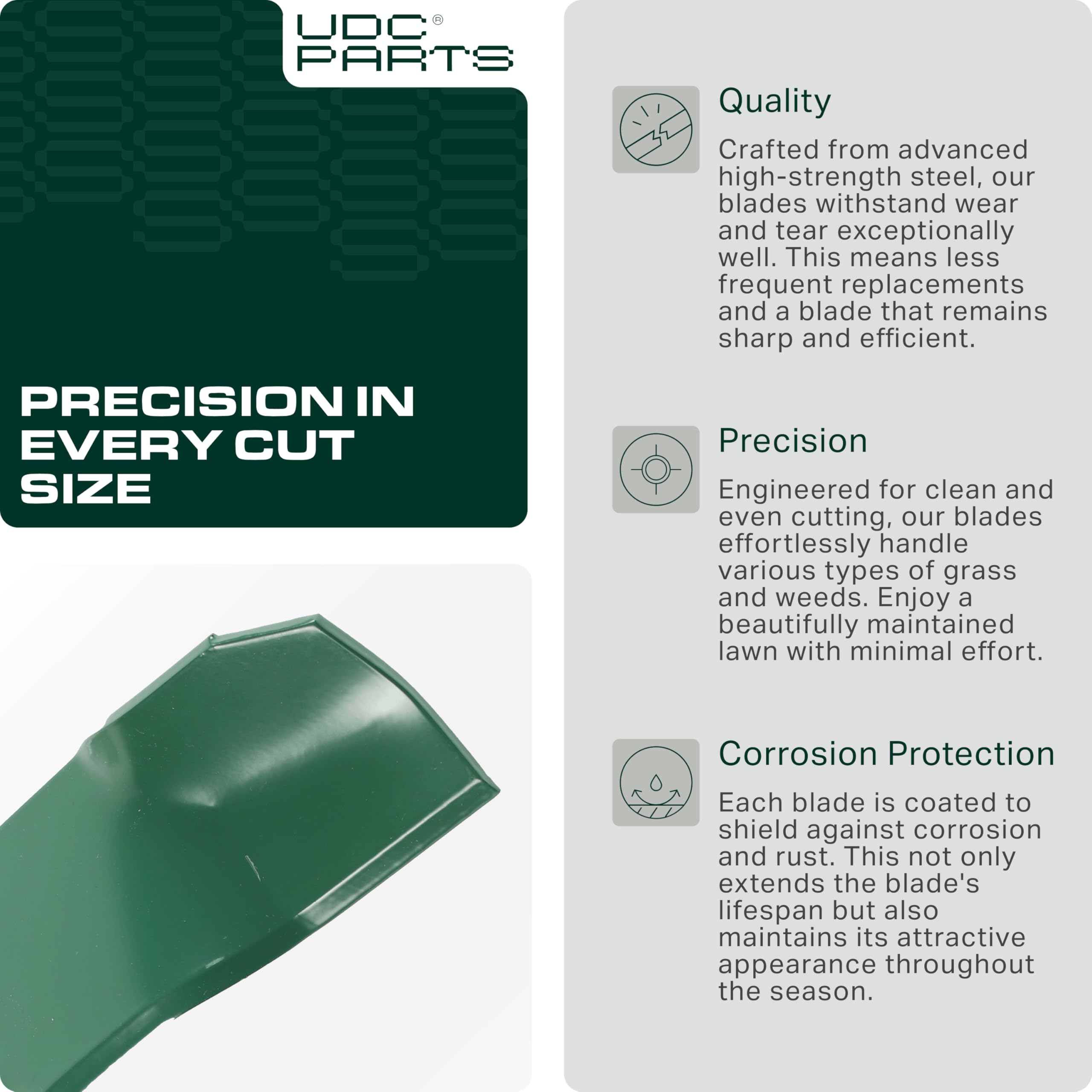 UDC Parts steel surface grain detail indicating durable construction