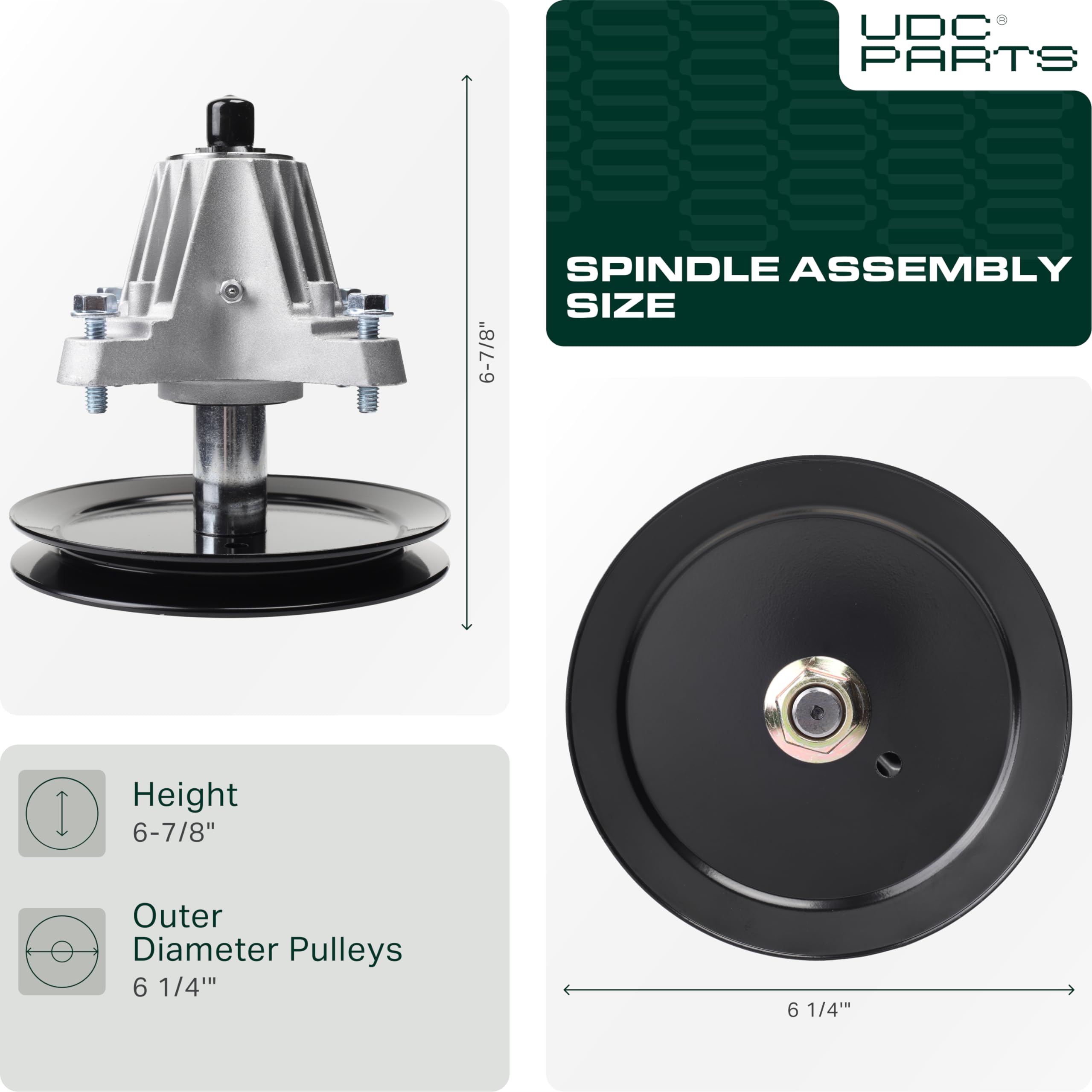 UDC Parts pulley close-up highlighting six-point star and smooth belt seating benefits