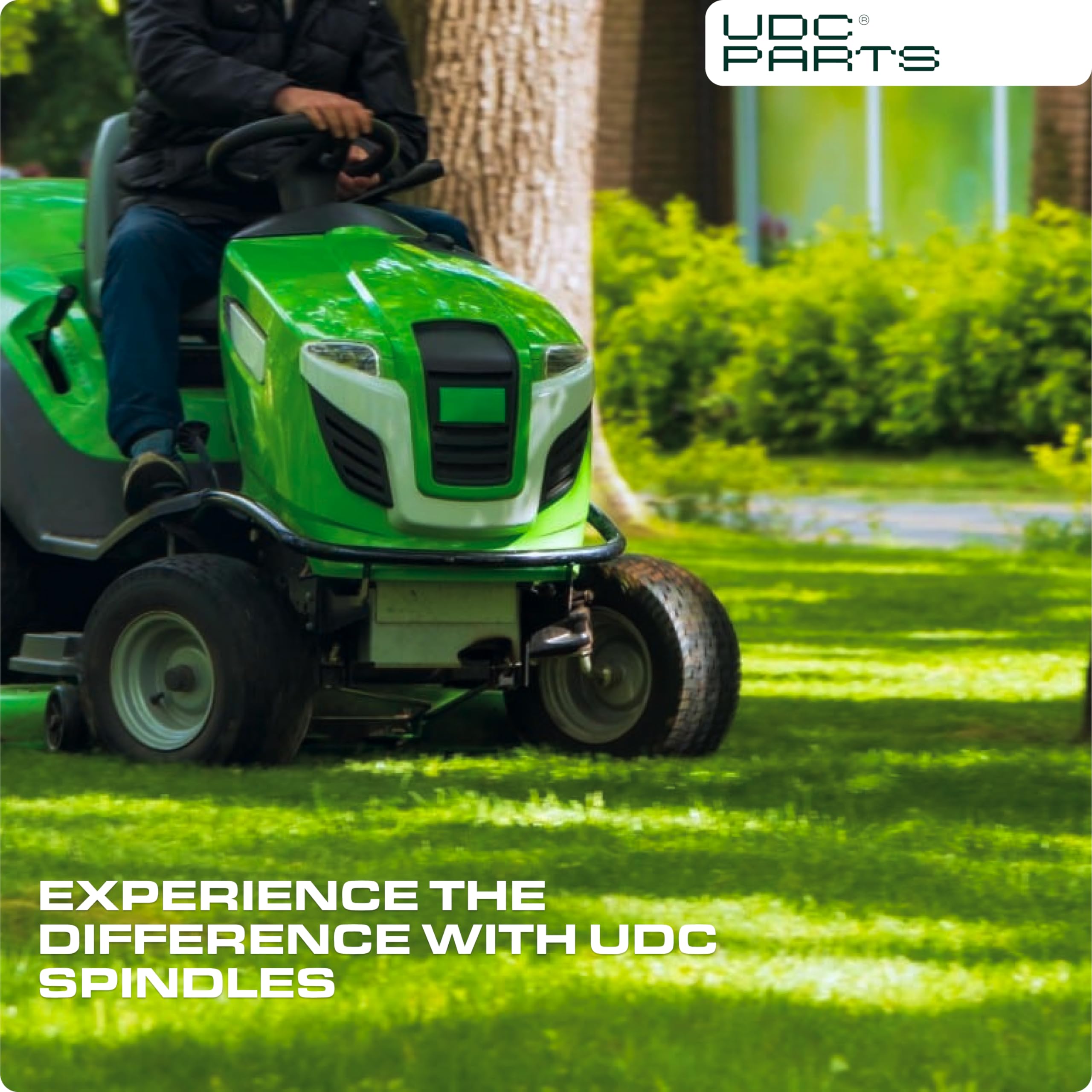 UDC Parts spindle in garden setting highlighting reliable cutting performance