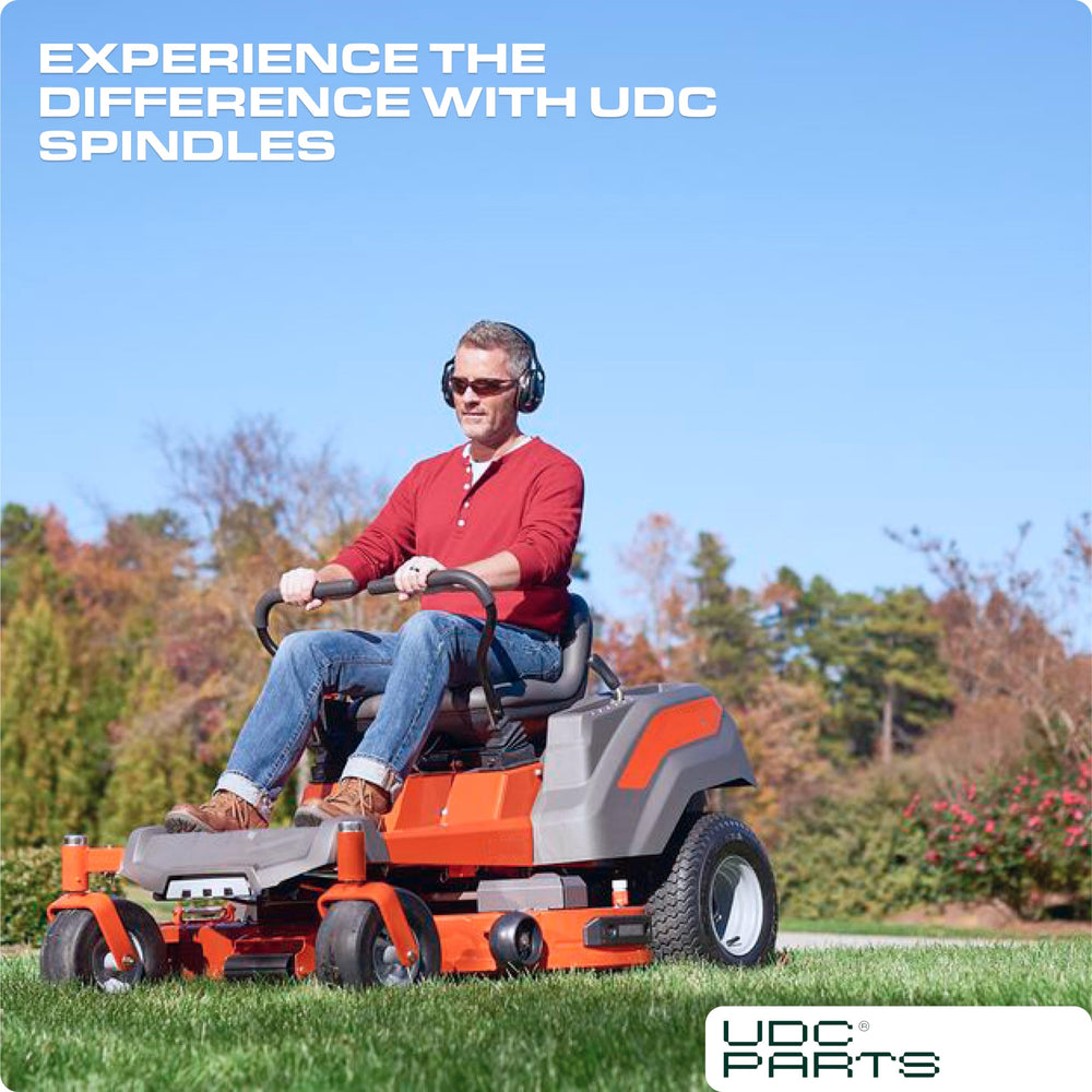 UDC Parts lawn tractor with new spindle delivering even cutting benefit