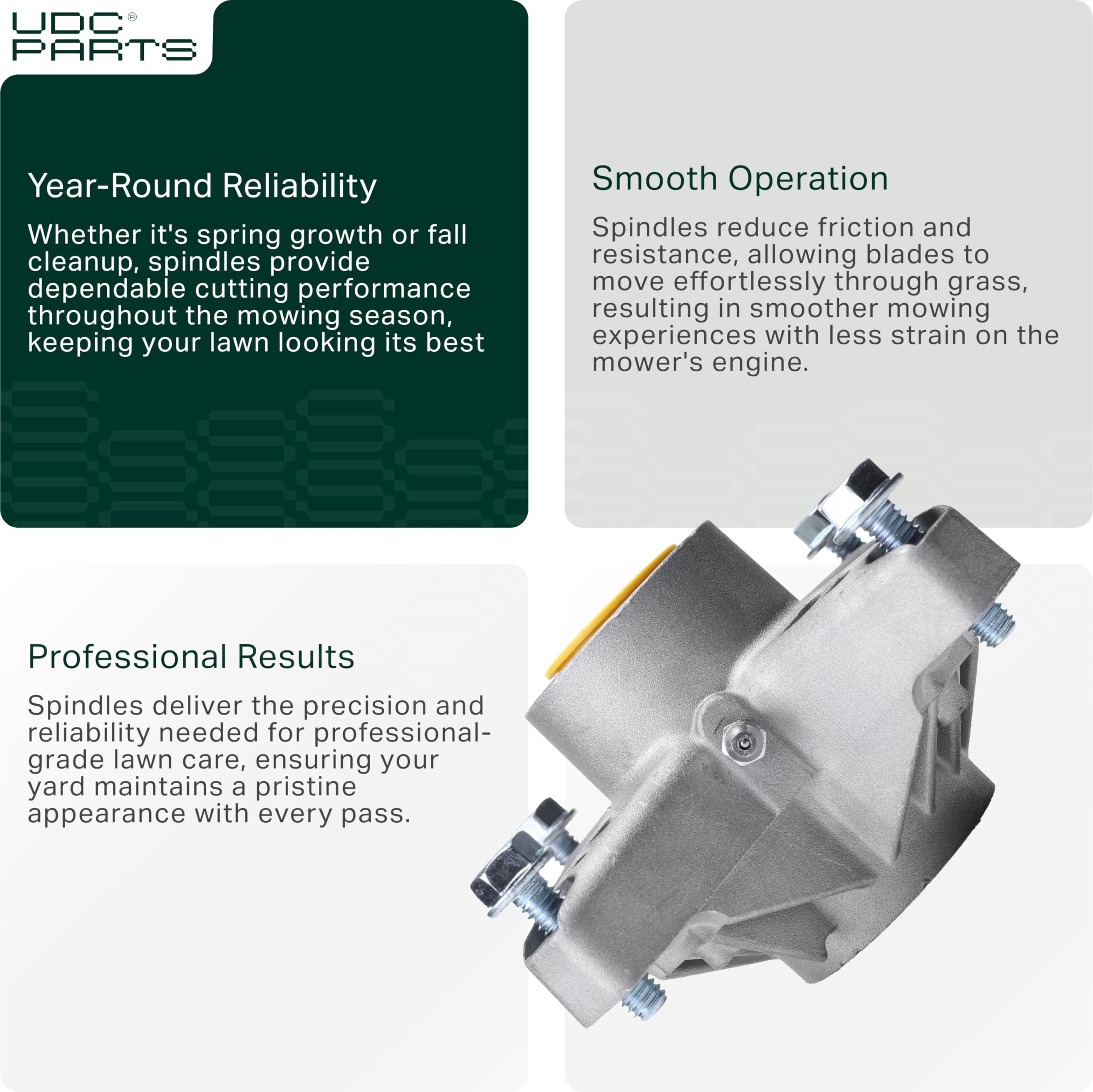 UDC Parts spindle side profile showing 3 inch height and 5 inch outer diameter measurements