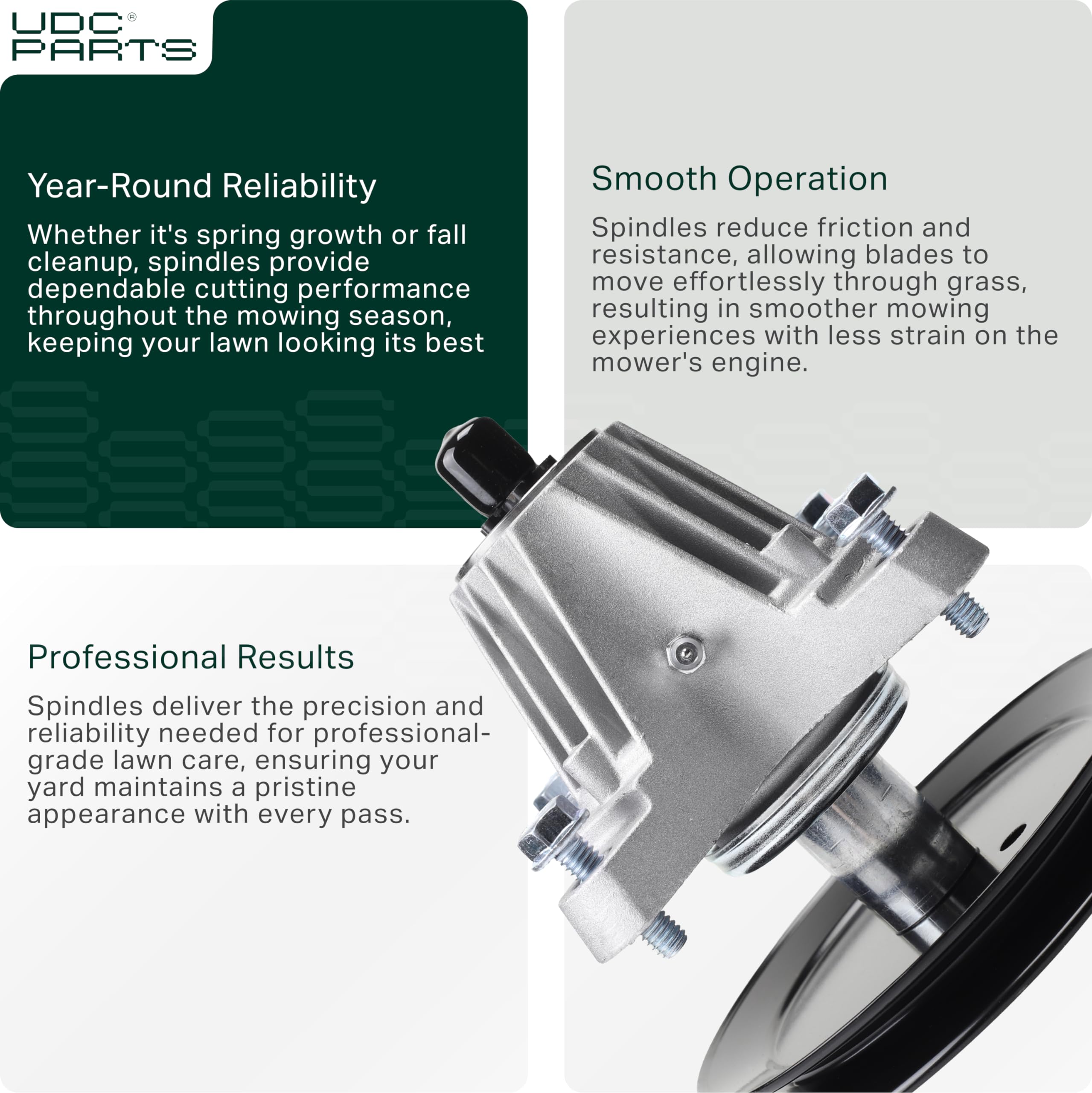 UDC Parts spindle next to ruler showing dimensions for accurate fitment