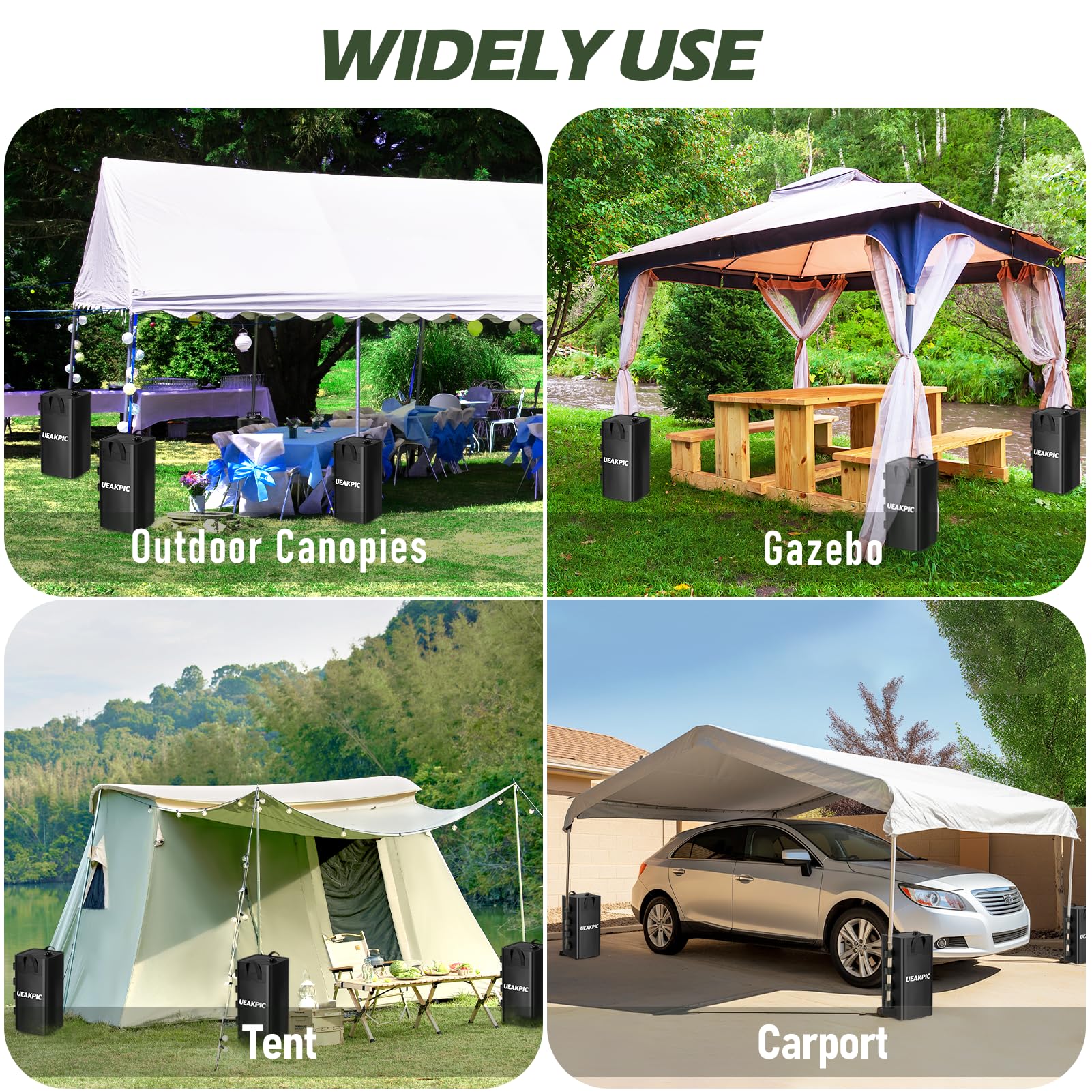 UEAKPIC canopy at beach using weights for safe stable shade