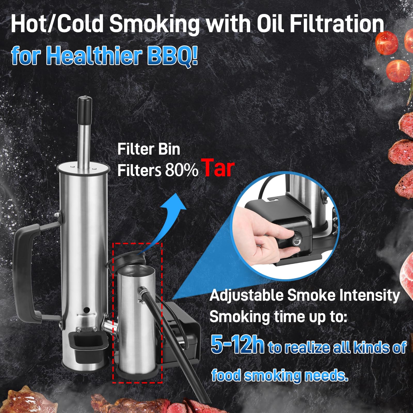 Ueiticsk air pump with USB-C cable for adjustable smoke volume and power flexibility