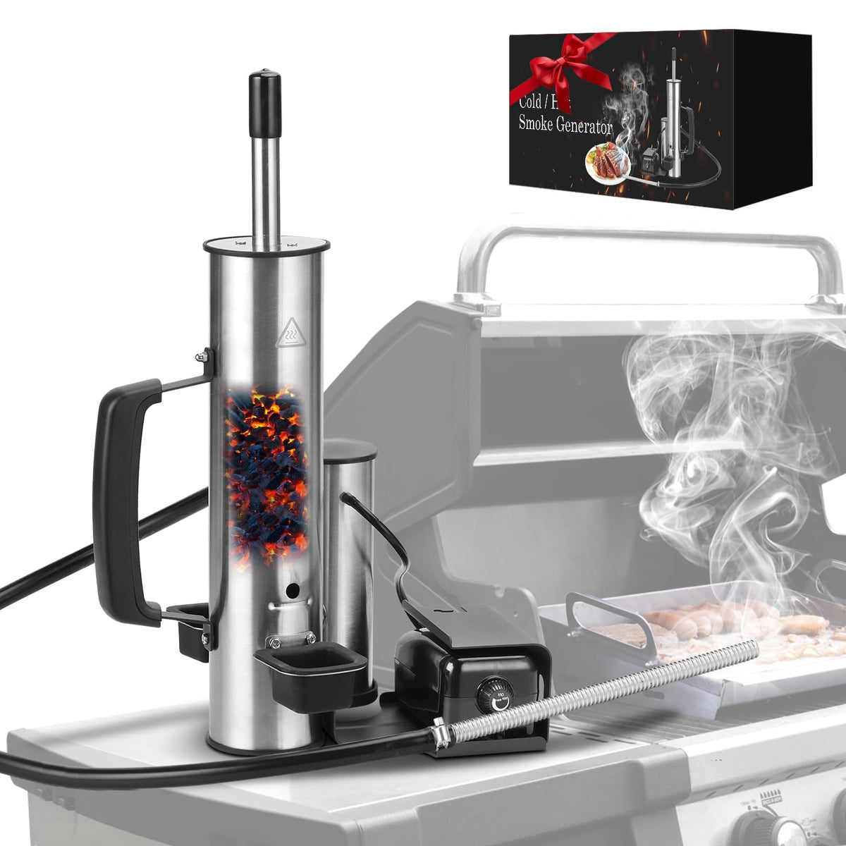 Ueiticsk generator front view showing compact smoker for easy grilling