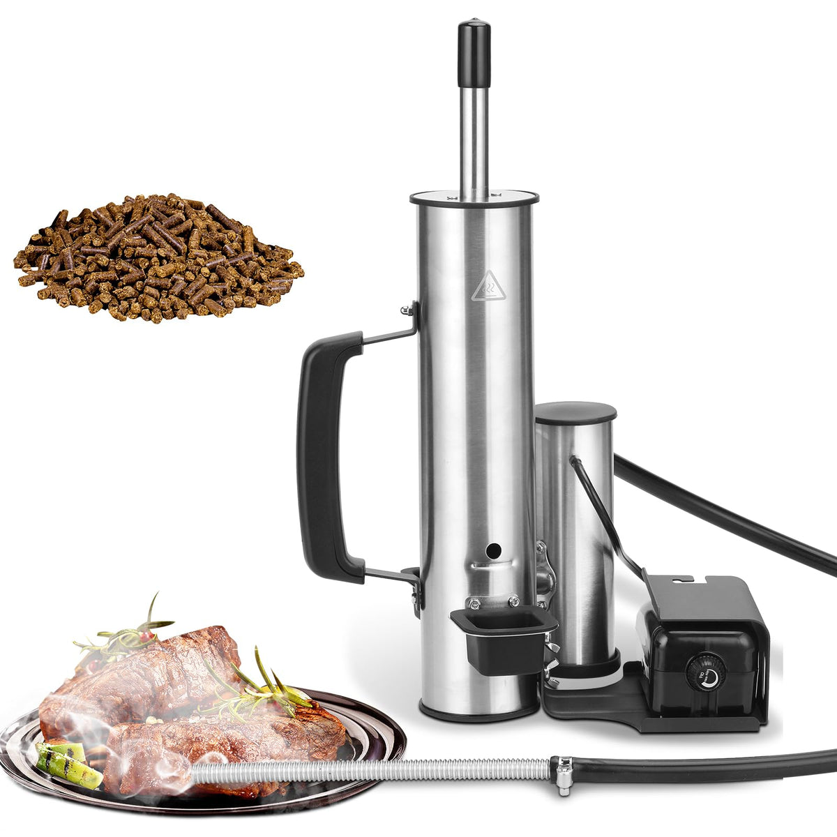 Ueiticsk front view stainless steel smoke generator showing compact design and portability