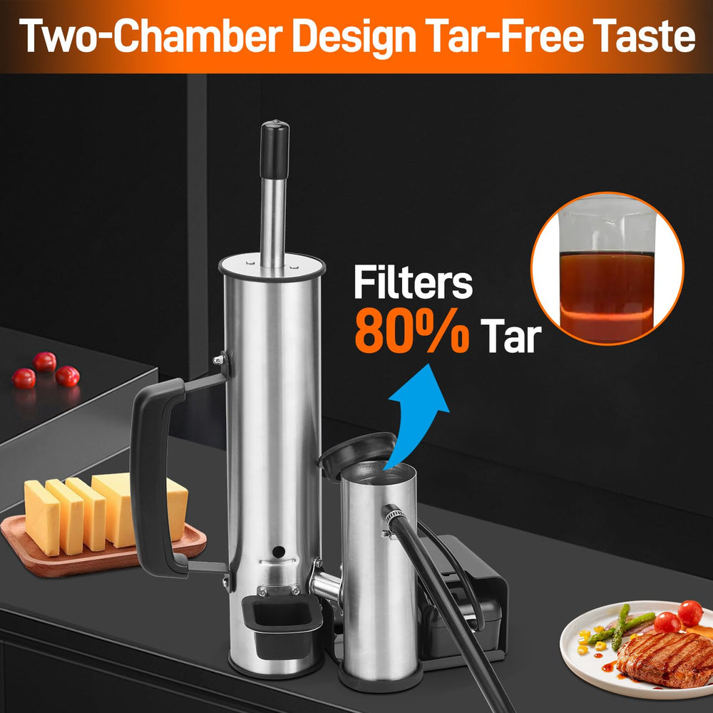 Ueiticsk producing smoke attached to gas grill for stronger flavor