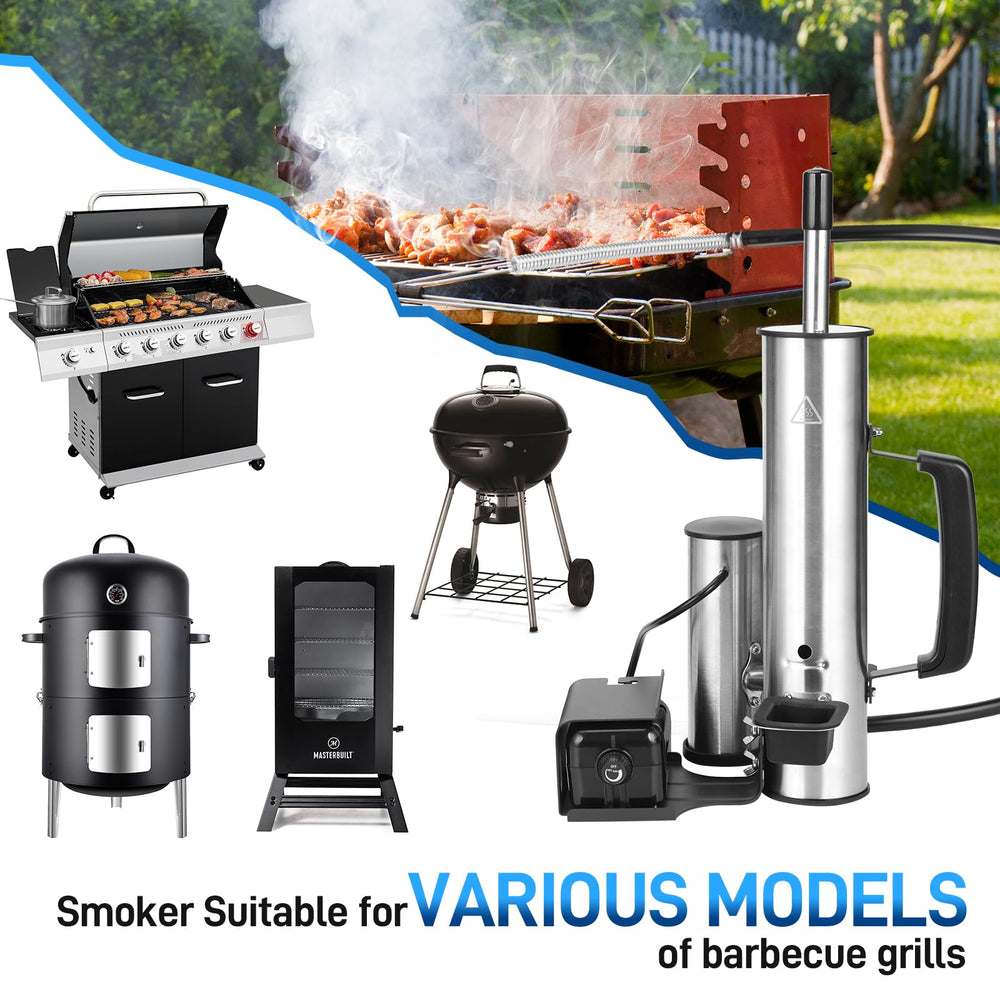 Ueiticsk on a patio grill during a backyard barbecue adding wood-smoke flavor