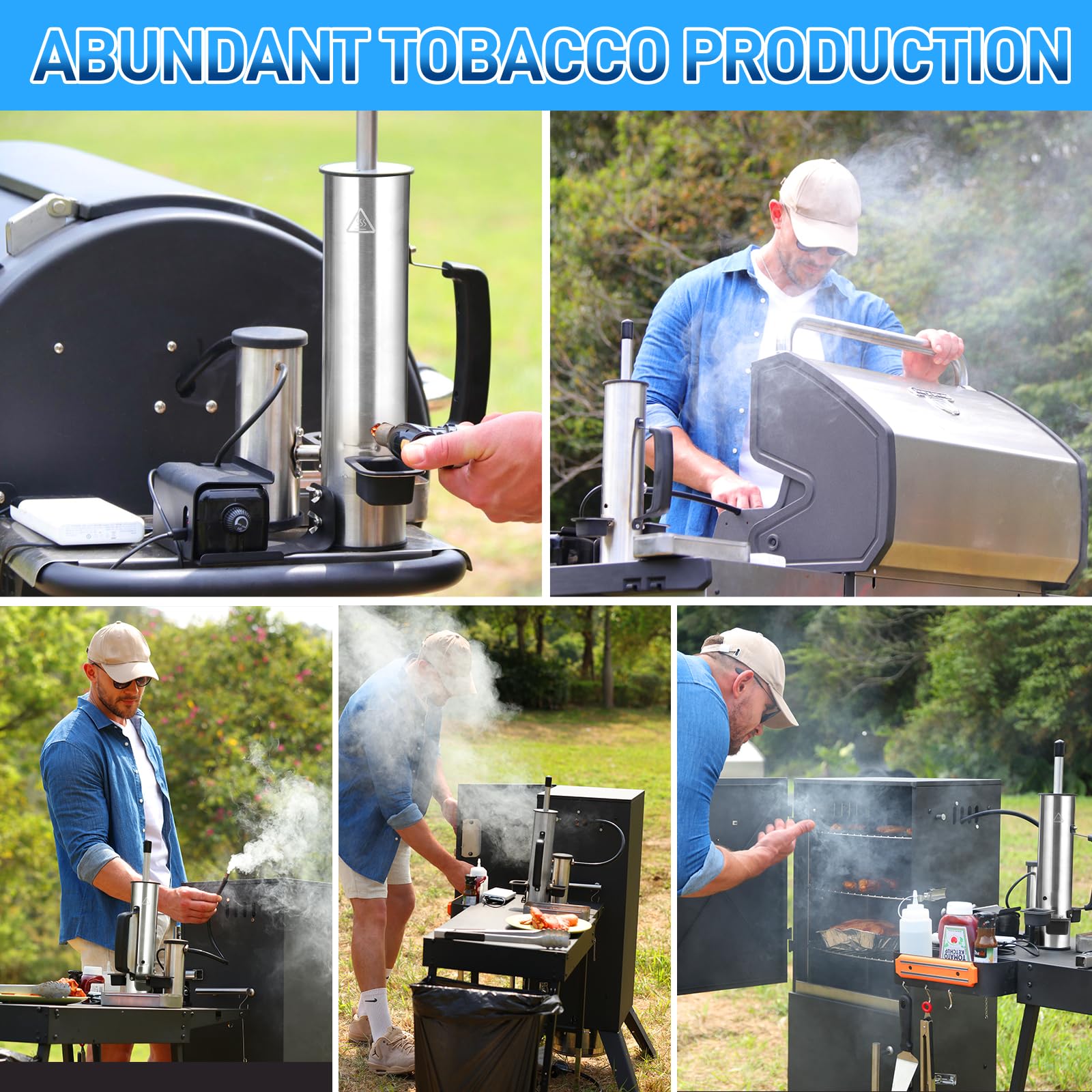 Ueiticsk mounted inside a grill producing thick smoke for enhanced flavor