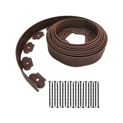 UEUORF front view of brown 20ft edging showing length and package contents for tidy borders