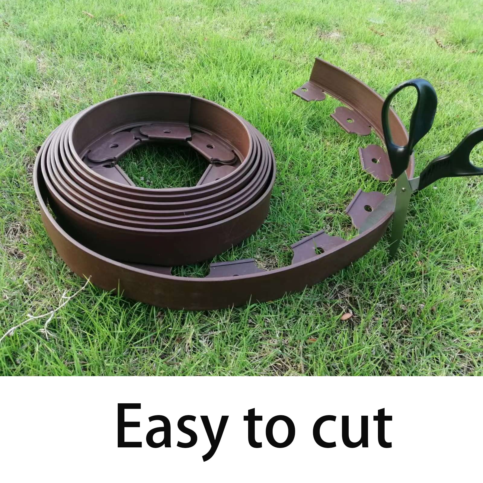 UEUORF edging beside ruler and hands demonstrating 2-inch height and easy sizing advantage