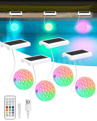 Ueyake front view pack shows four waterproof lights illuminating pool edges
