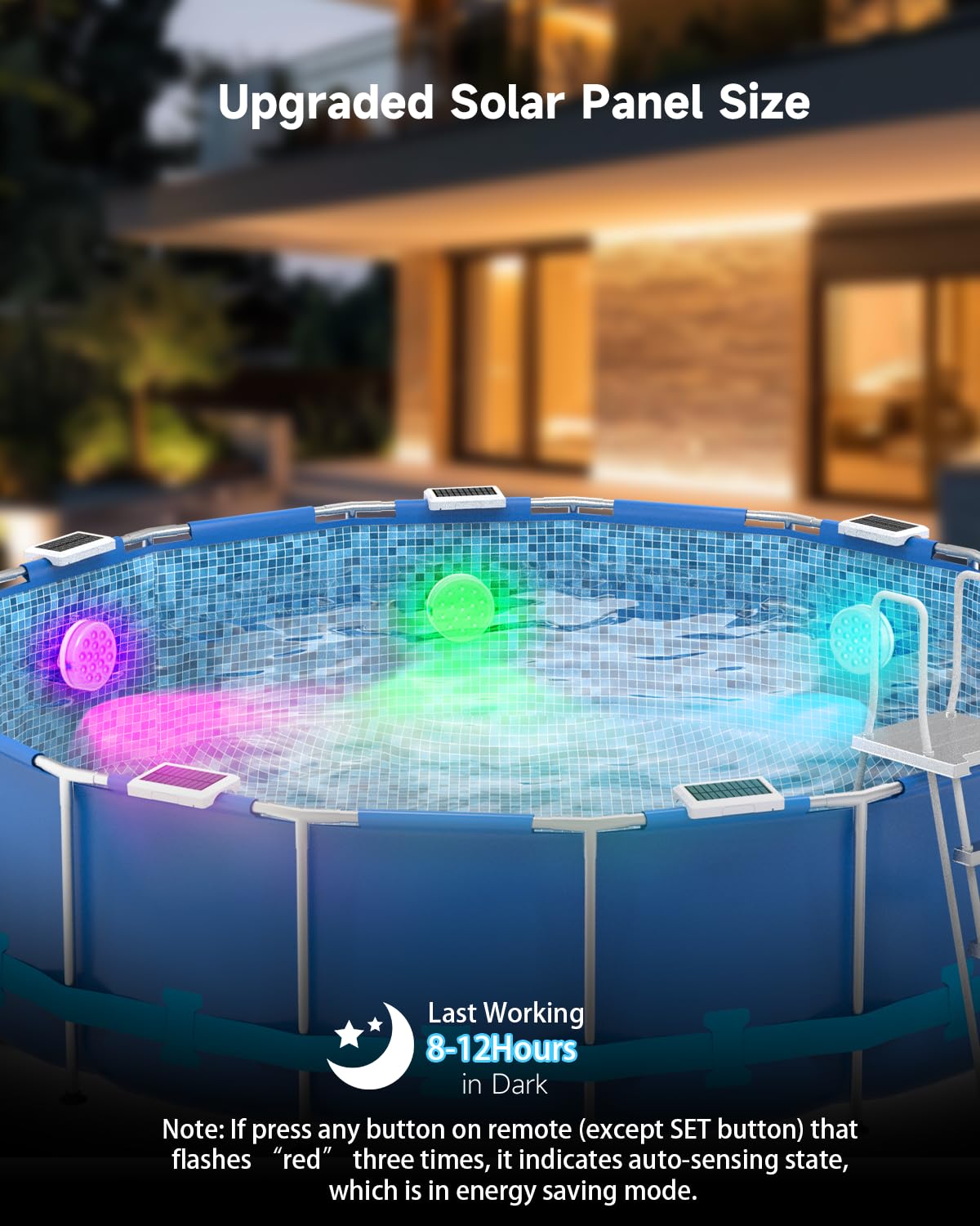 Ueyake LEDs displaying vivid multi-color lighting over pond surface