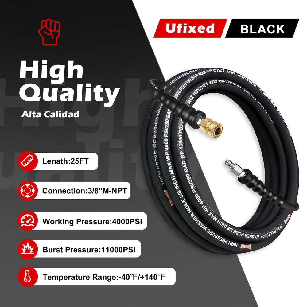 Ufixed coiled hose stored in garage saving space and avoiding tangles