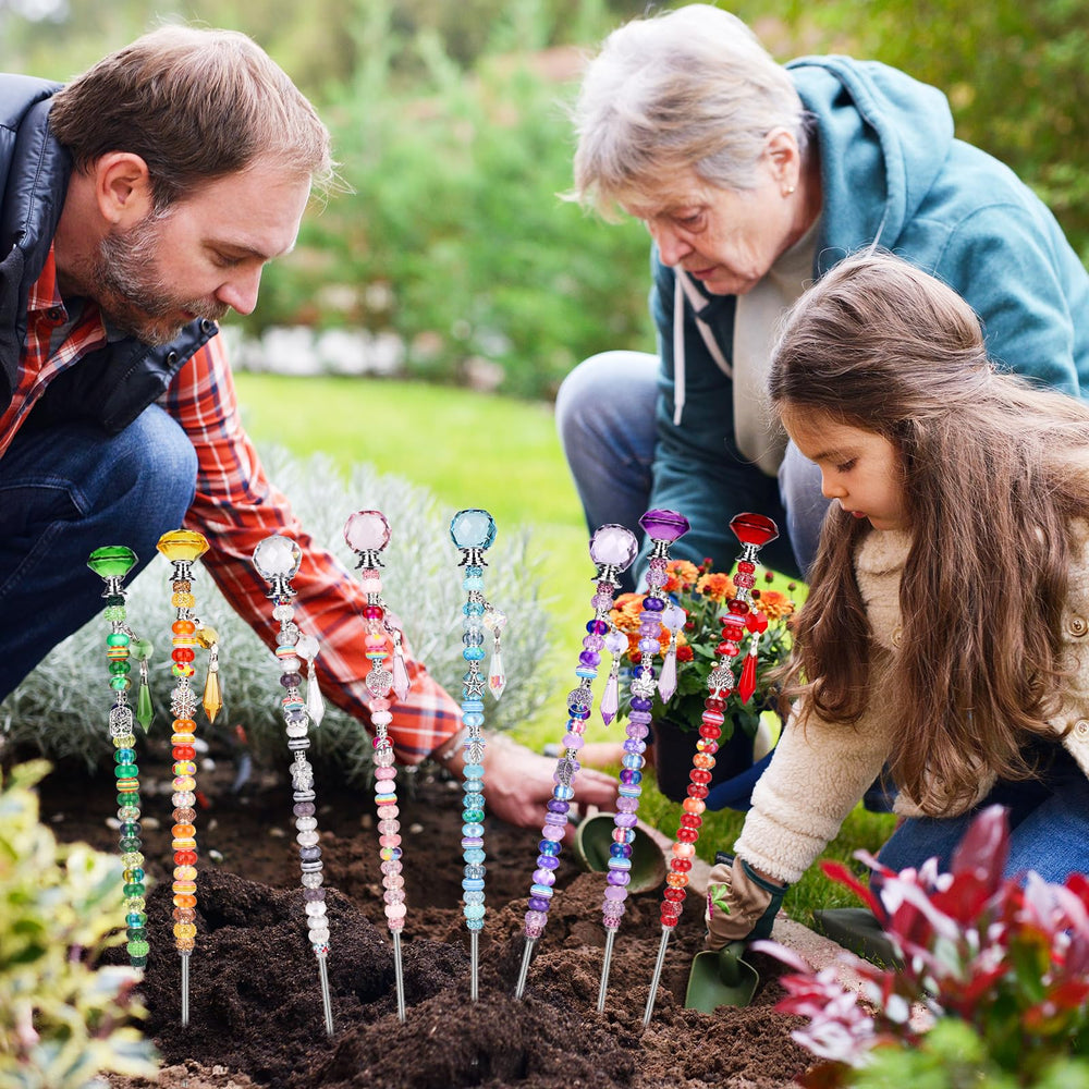 UFU garden stakes displayed on a patio illustrating outdoor sparkle and atmosphere