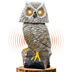 Ugold front view of owl statue showing lifelike posture and curb appeal