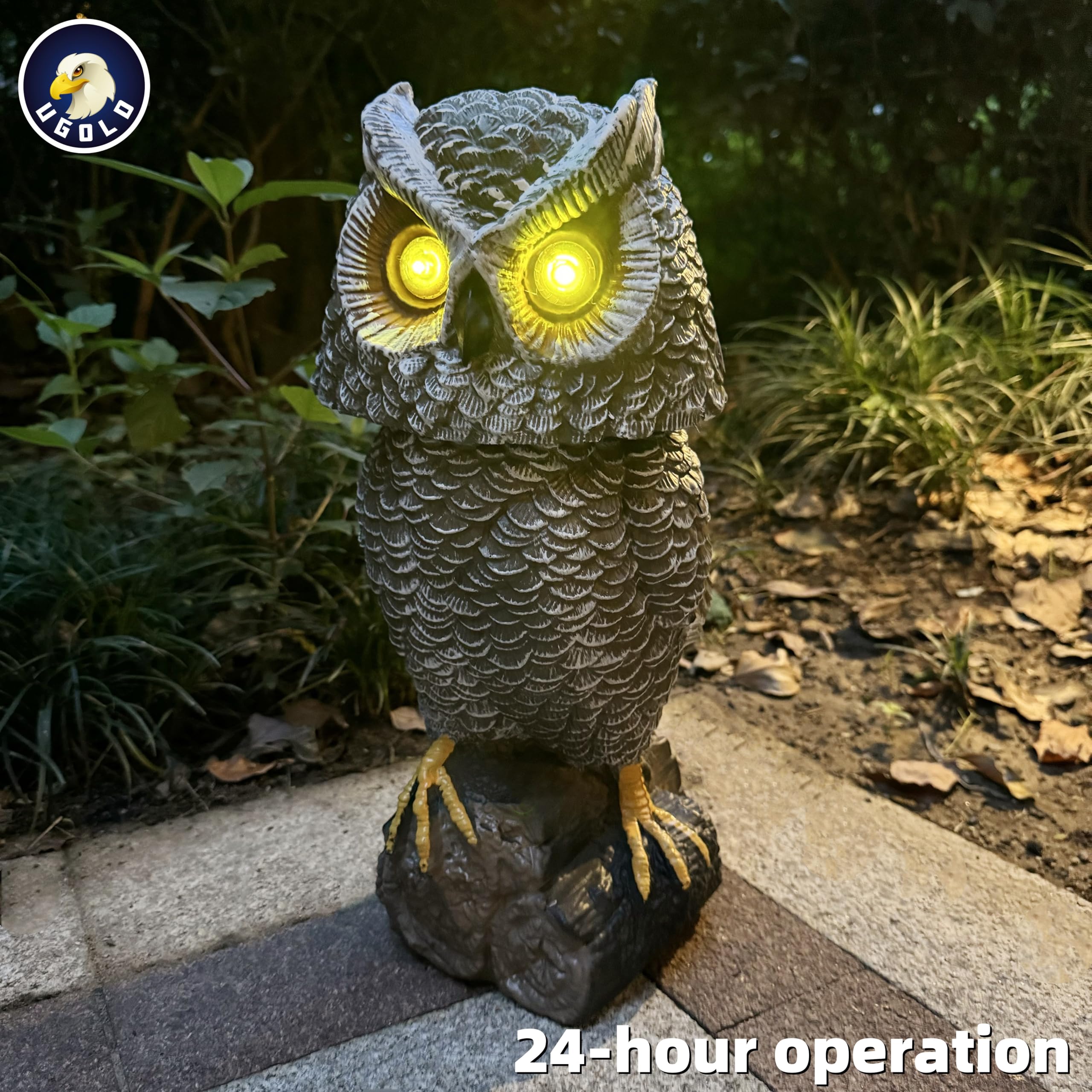 Ugold owl next to chair showing size and scale for placement guidance