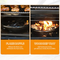 UHEGDRR flame disk bowl installed inside Masterbuilt smoker demonstrating improved heat distribution