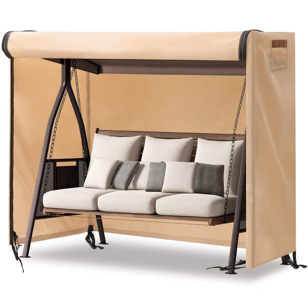 uHousDeco front view protecting a 3-seater swing, keeps furniture dry