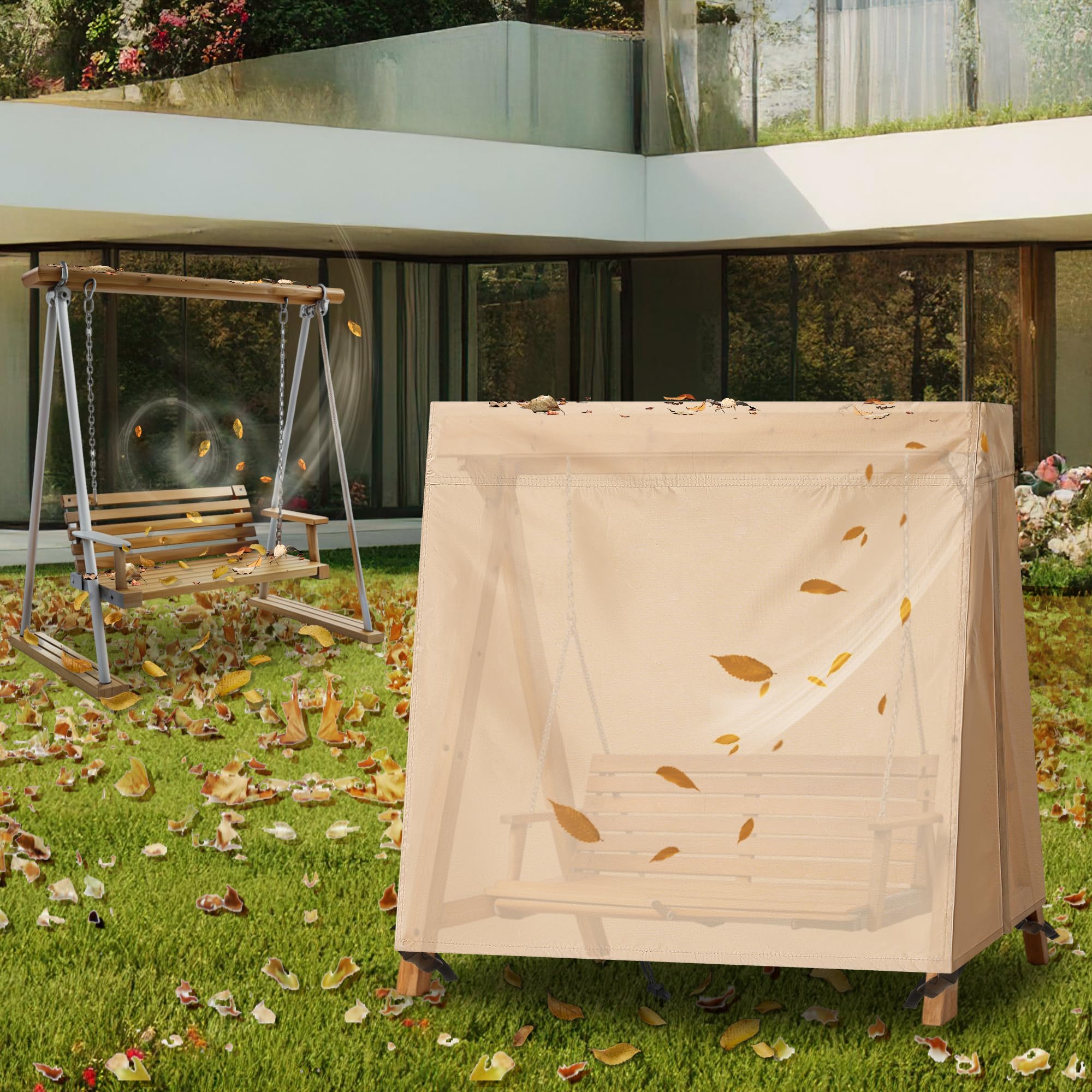 uHousDeco storage bag and folded cover showing compact storage benefit