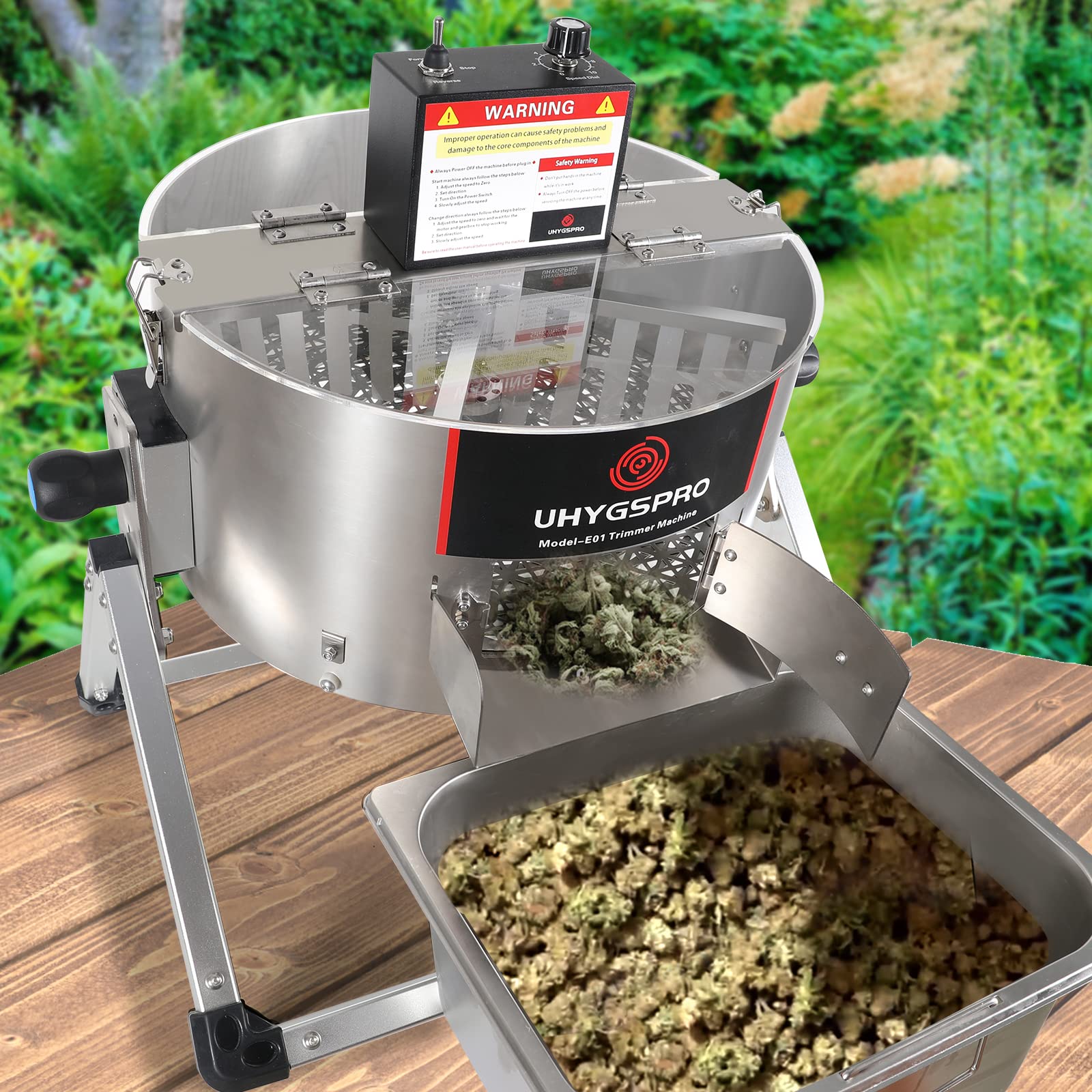 UHYGSPRO beside hands for scale, compact 16-inch footprint saves workspace