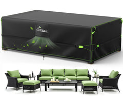 UIRWAY front view of large rectangular cover protecting patio furniture for durable outdoor protection