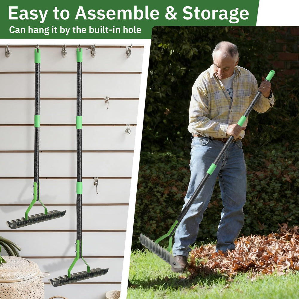 UIABOPZ rake hung in storage saving space and keeping garage tidy