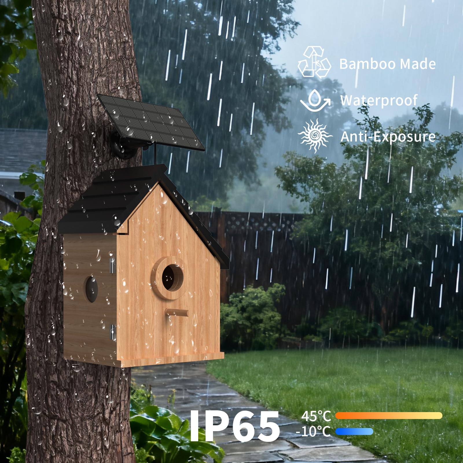 UIOOQ birdhouse mounted on tree blending into foliage for discreet birdwatching