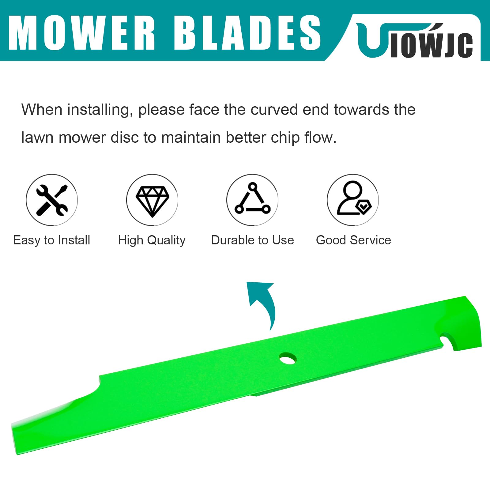 UIOWJC blade installed on 60" mower deck demonstrating proper fit and improved cut quality