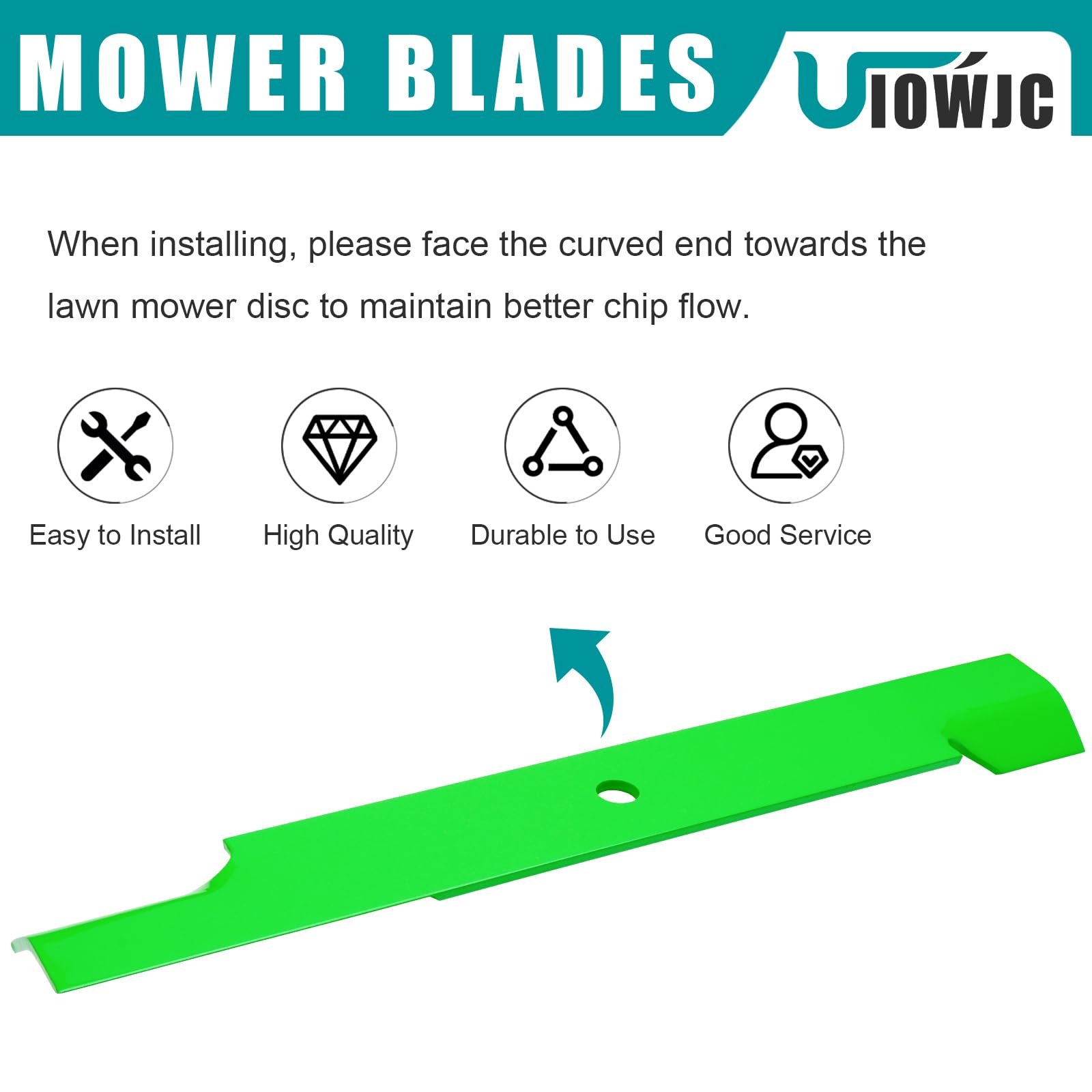UIOWJC side profile showing blade curvature for proper lift and airflow benefit