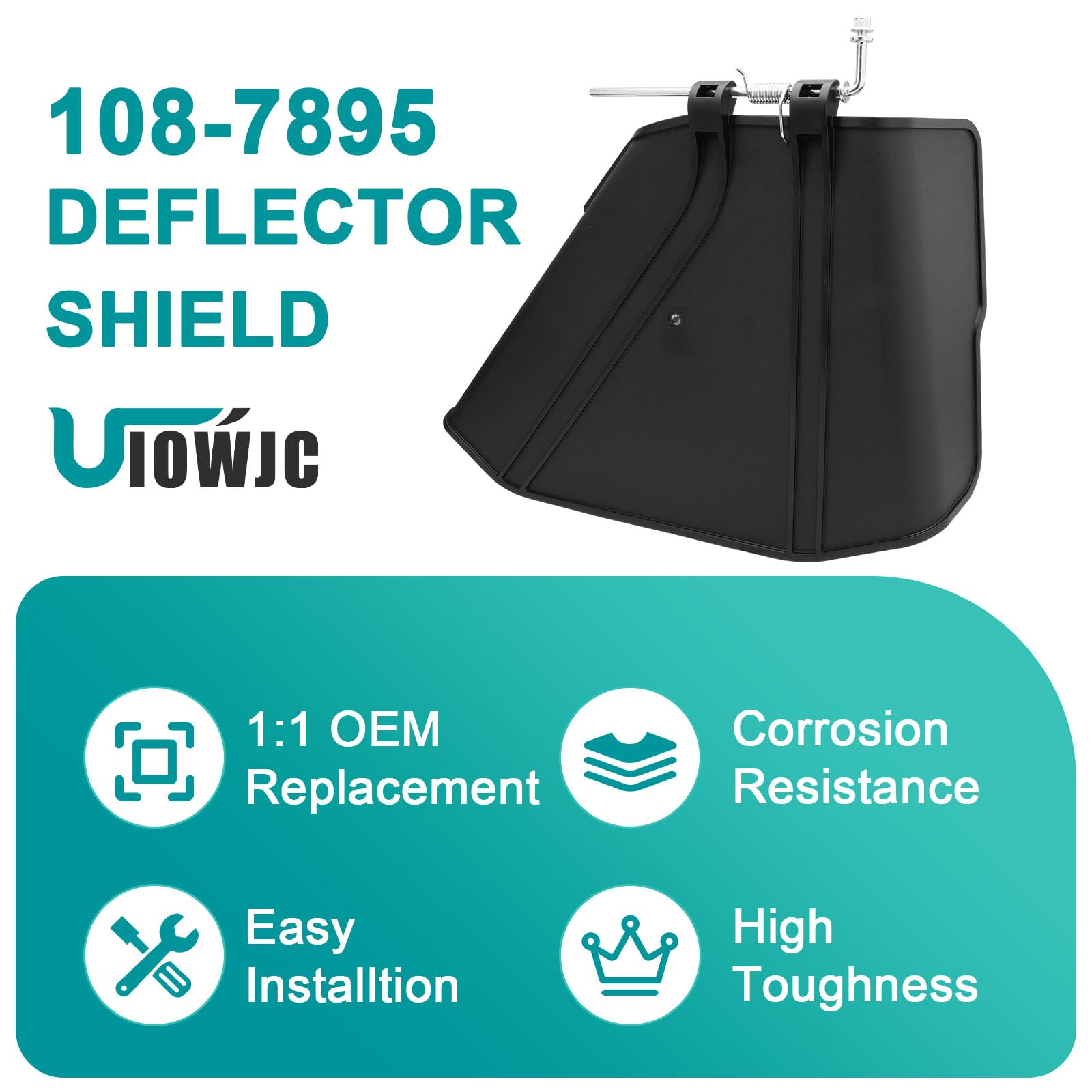 UIOWJC deflector next to ruler showing size options 42, 50 and 54 inch